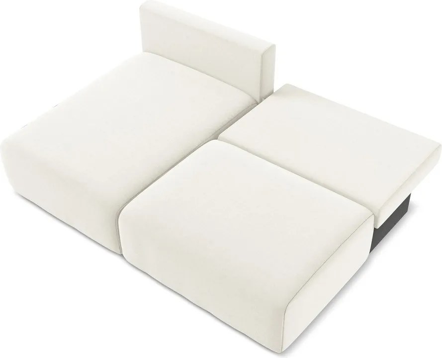 Krémovobiela zamatová rozkladacia/s úložným priestorom rohová pohovka (ľavý roh/s leňoškou) Kalena – Makamii