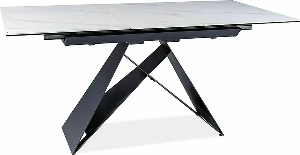 Jedálenský rozkladací stôl Westin 120/160 cm keramika čierny/biely mramor
