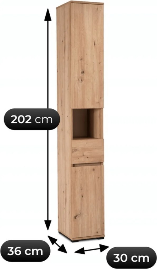 Policová skriňa Pratt (dub artisan) . Akcia -19%. Vlastná spoľahlivá doprava až k Vám domov. 1129284