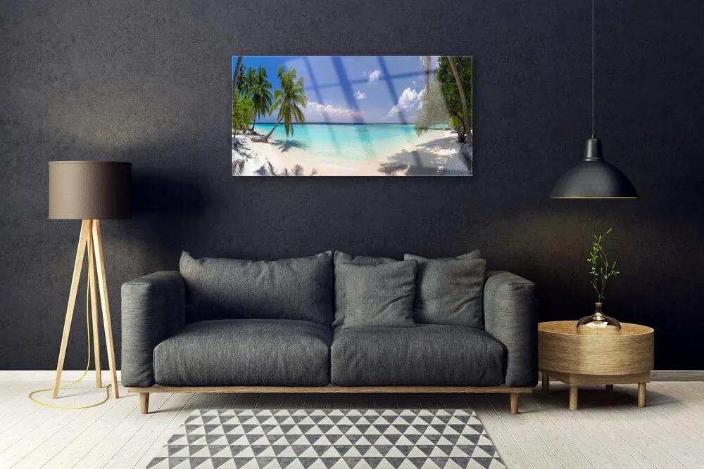 Obraz na skle More pláž palma krajina 140x70 cm