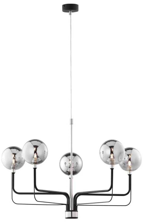 Jupiter 1888 - Luster na lanku ERIS 5xG9/14W/230V matný chróm/čierna/dymová sivá