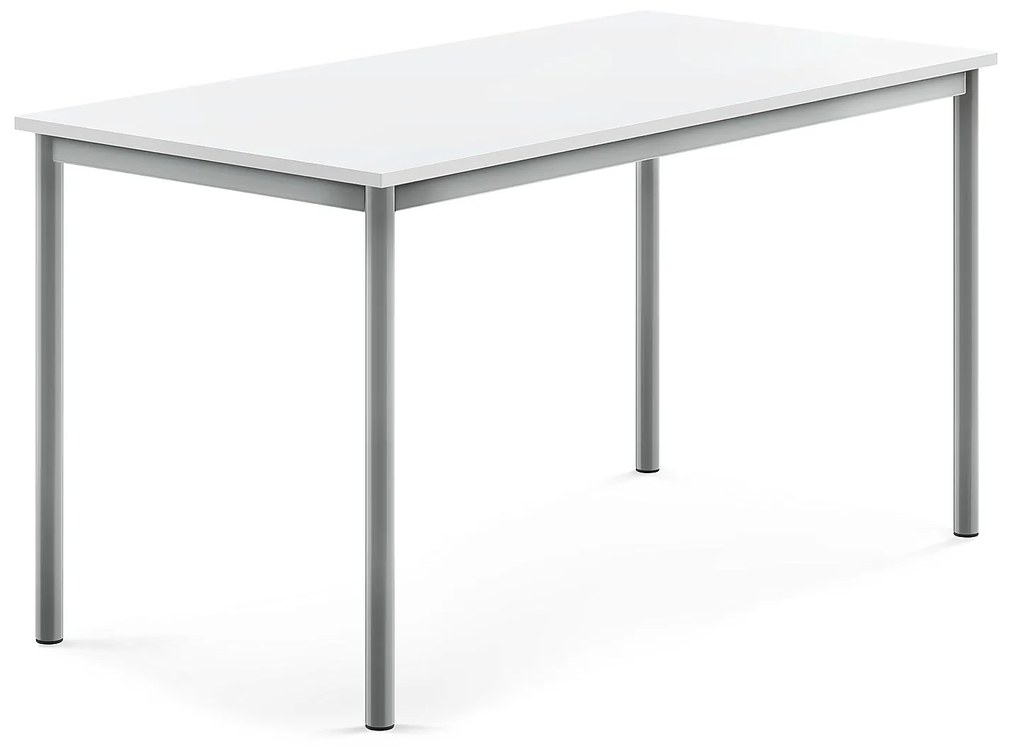 Stôl SONITUS, 1400x700x720 mm, HPL - biela, strieborná