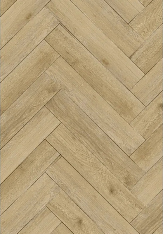 Mexen Charter Oak vzorová doska z vinylových panelov, vzor rybia kosť, SPC 6,5 mm, podklad 1,5 mm, 4 V-drážka, Dub