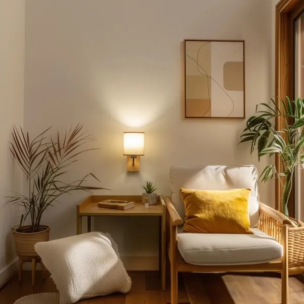 Brilagi - Nástenná lampa NUBILA WOOD 1xE27/25W/230V dub/hnedá