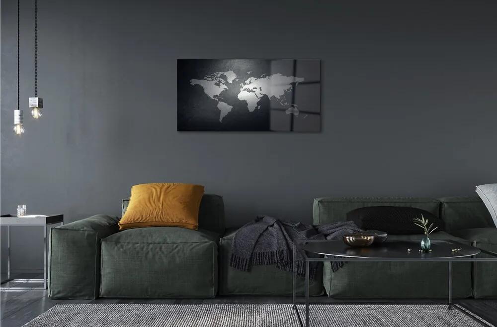 Sklenený obraz Čiernom pozadí White mapa 100x50 cm