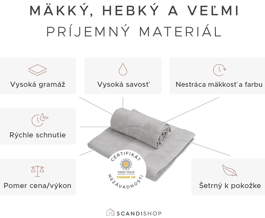 Osuška CARRARA 70x140 cm svetlosivá, 100% bavlna