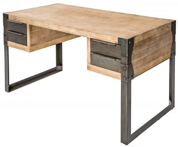 Invicta Interior - Priemyselný dizajnový písací stôl FACTORY 135 cm vápenný akáciový