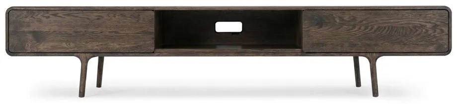 Hnedý TV stolík z dubového dreva 220x45x45 cm Fawn – Gazzda
