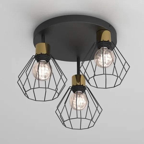 Stropné svietidlo PARKLA 3xE27/15W/230V čierna/zlatá
