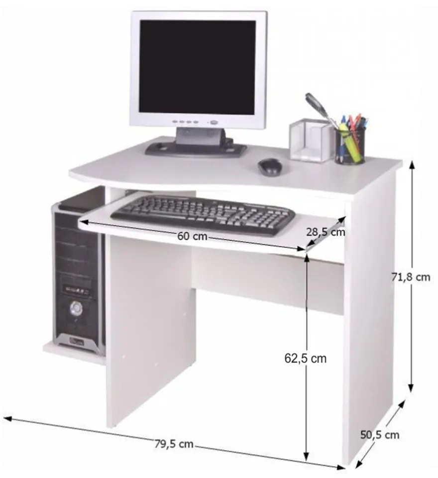 PC stôl, biela, MELICHAR