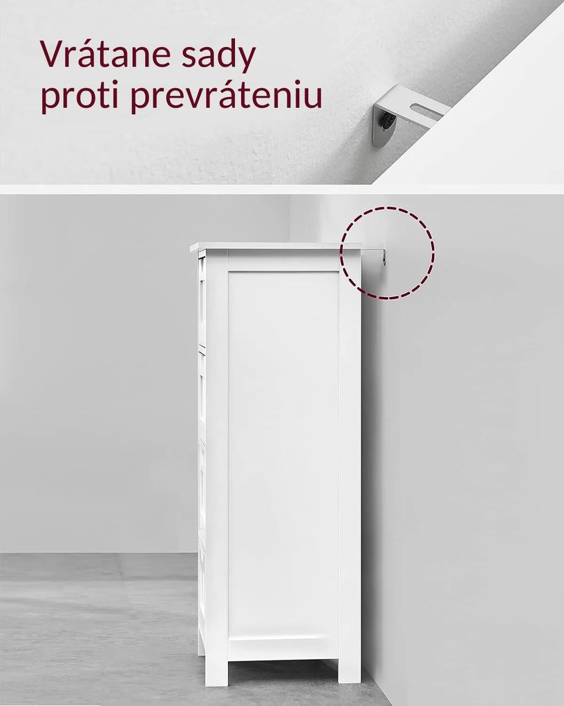 Skrinka do kúpeľne so 4 zásuvkami PAULA, 30 x 30 x 82 cm, biela Vasagle