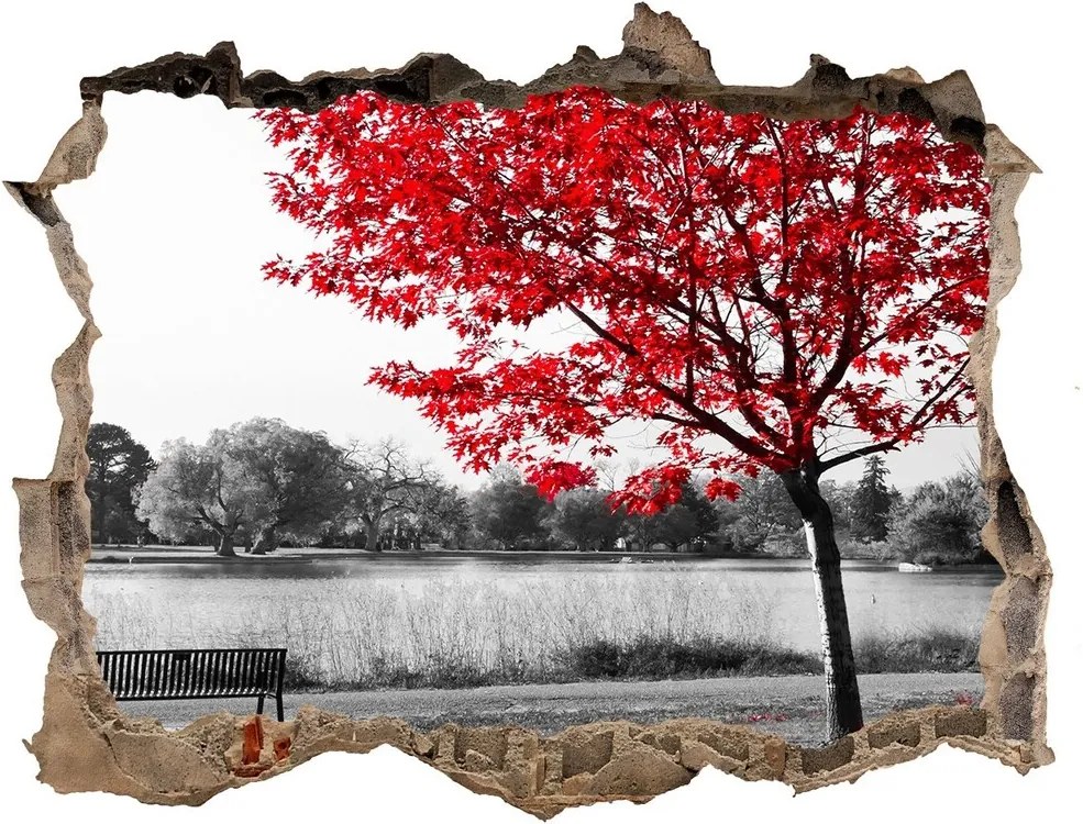 Nálepka fototapeta 3D výhled Červený strom WallHole-95x64-kamien-76838967