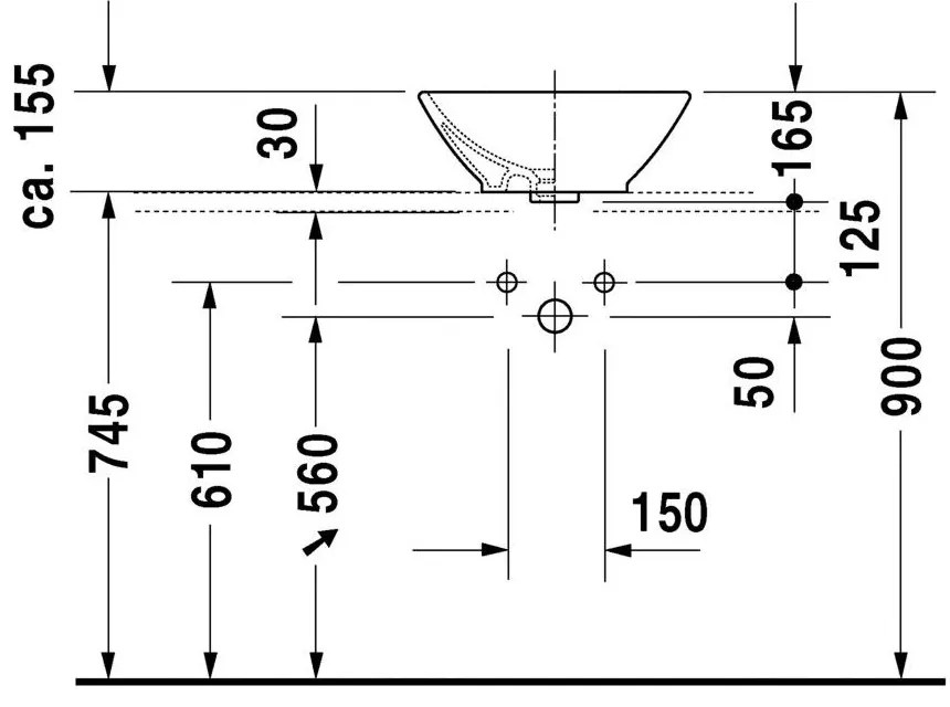 DURAVIT Bacino umývadlová misa bez otvoru, s prepadom, 420 mm x 420 mm, 0333420000