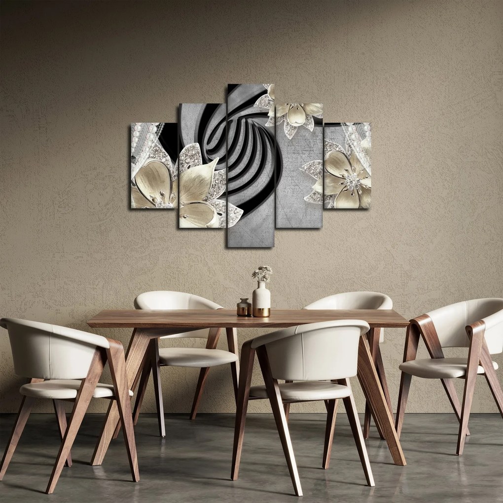 Obraz - 3D zlaté kvety (150x105 cm)