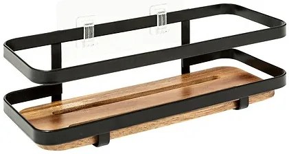 Polička do kúpeľne Blackacia, akácia/s čiernymi prvkami