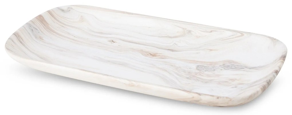 DEKORAČNÝ KERAMICKÝ TANIER ASLI (01) 30X16X3 CM BIELY