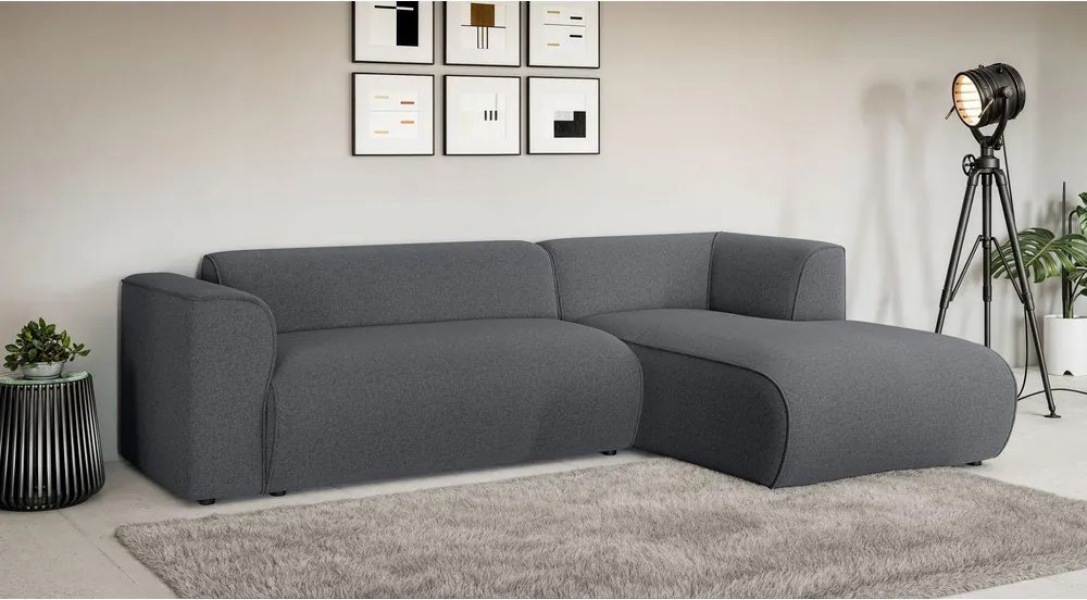 Tmavosivá rohová pohovka (pravý roh/s leňoškou) Merid – Ropez