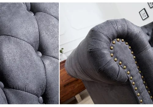 Sedacia súprava 37391 Chesterfield 3-sedenie Antik šedá - Komfort-nábytok