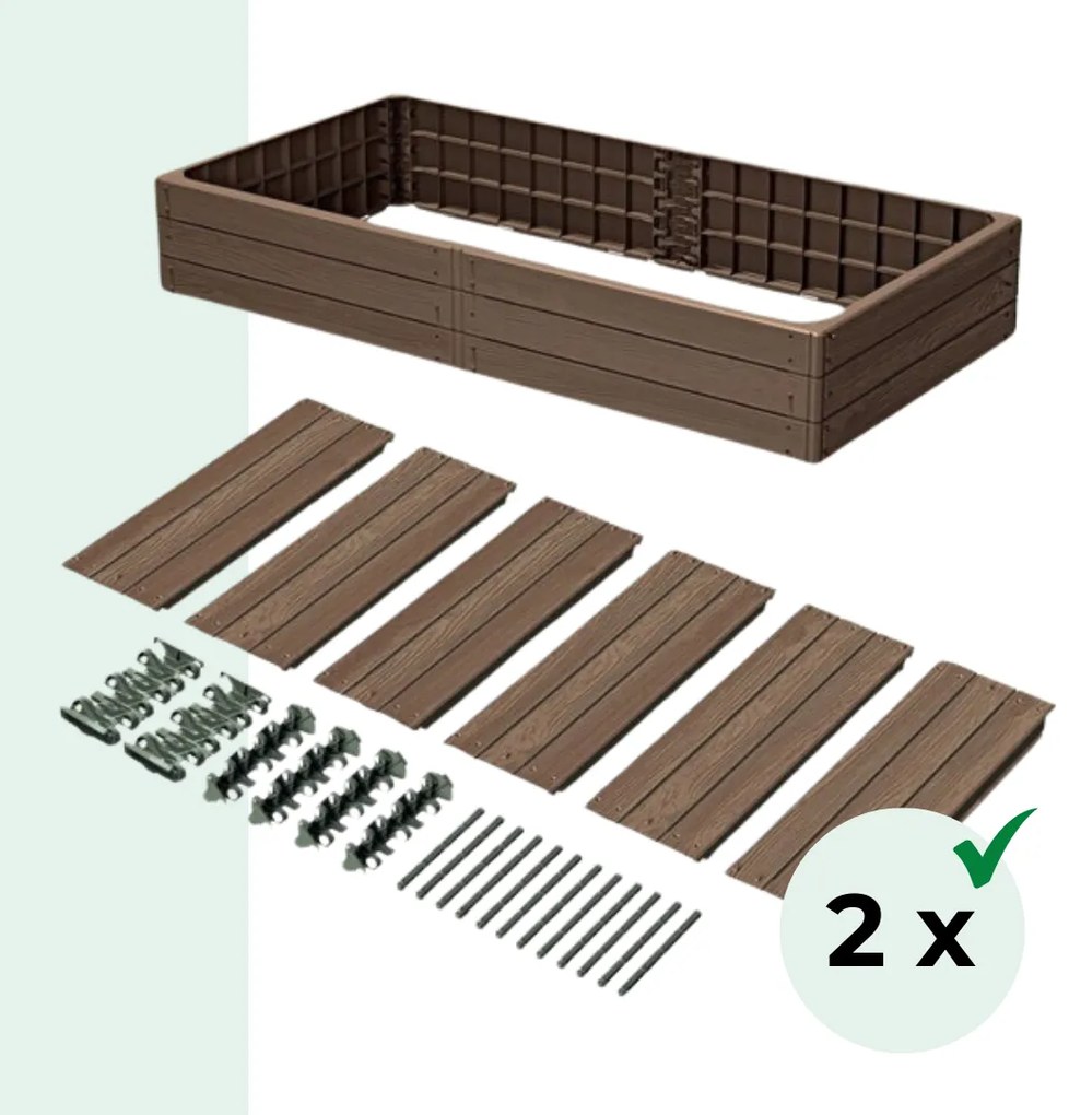 Prosperplast Vyvýšený záhon WOODY, 2ks, 149x75,6x25cm, hnedá
