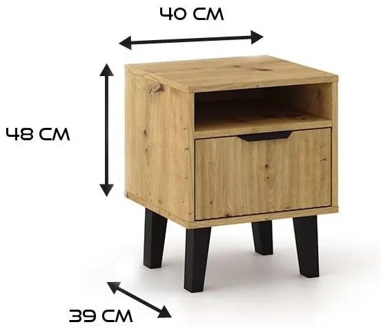 Nočný stolík Sacar 1 (dub artisan). Akcia -22%. Vlastná spoľahlivá doprava až k Vám domov. 1132482