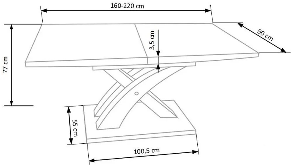 Halmar Jedálenský stôl SANDOR 2, sivé sklo/biela