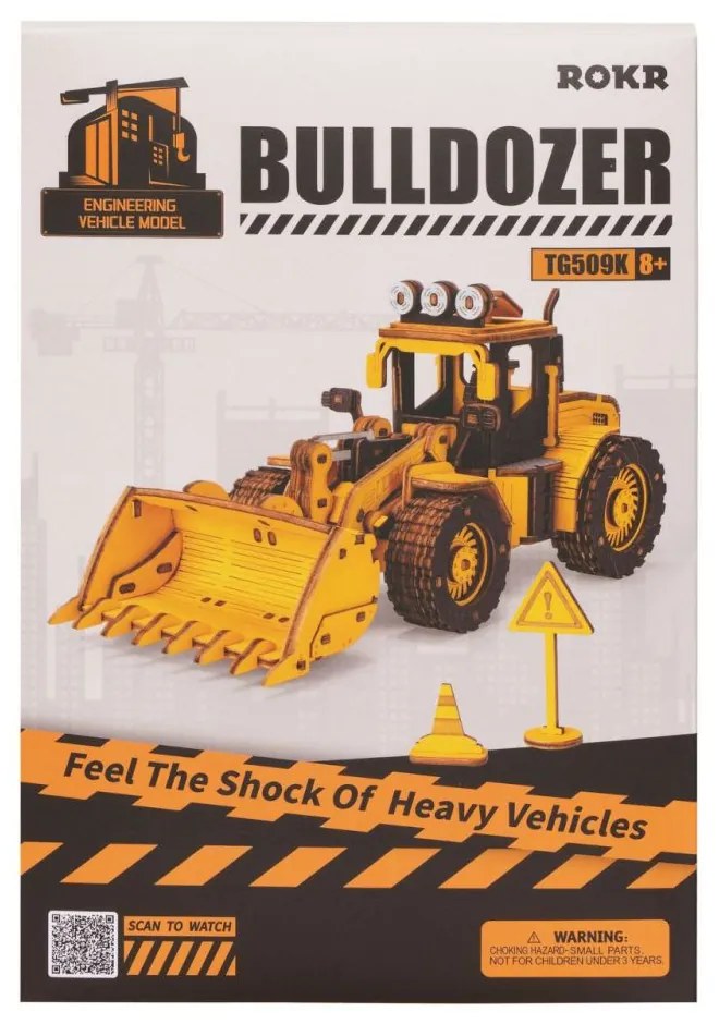 Robotime Rokr 3D dřevěné puzzle Buldozer 211 ks
