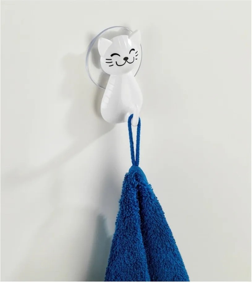 Biely nástenný háčik Wenko Cat
