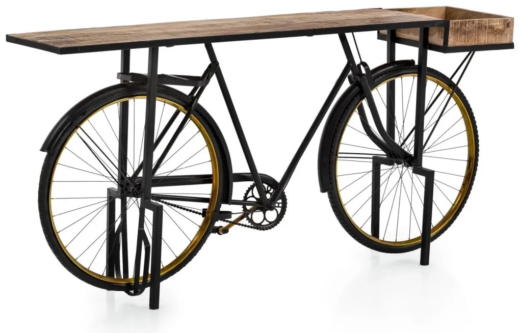 furniture-nabytek.cz - Lakovaný konzolový stůl Bike z kovu, černý – 185×45×90 cm