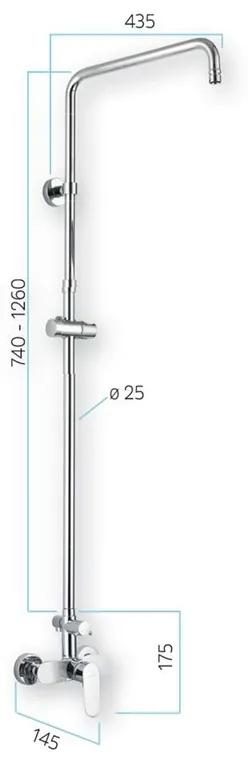 Mereo, Nástenná sprchová batéria Dita so sprchovou tyčou, hadicou, ručnou a tanierovou hranatou sprchou, MER-CBE60104SDD