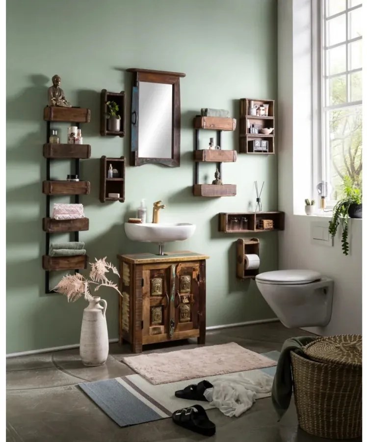 furniture-nabytek.cz - Masivní skříňka dřezu Sumana z recyklovaného dřeva, lakovaná, hnědá – 52×30×60 cm