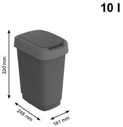 ROTHO TWIST odpadkový kôš 10L / šedá