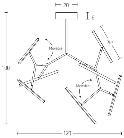 Zambelis 2072 - LED Stmievateľný luster na tyči LED/68W/230V čierna
