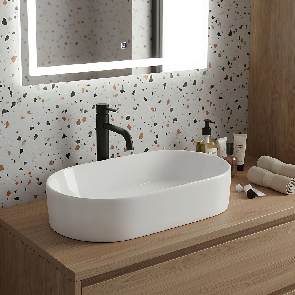 Rea Layla, umývadlo na dosku 530x300x115 mm, biela lesklá, REA-U9108