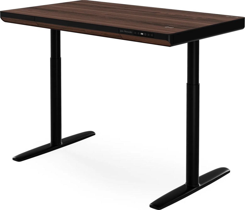 Elektrický písací stôl sit-stand so zásuvkou a bezdrôtovou nabíjačkou Qi čierny/orech, 1200 mm: ELLIS