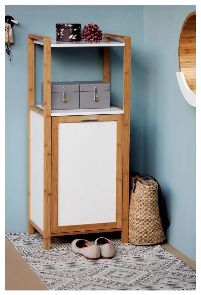 Bambusový kúpeľňový regál v bielo-prírodnej farbe 40x95 cm Finja – Wenko