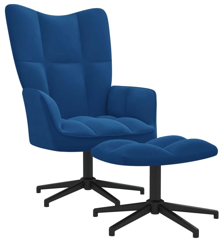 vidaXL Relaxačné kreslo s podnožkou, modré, zamat