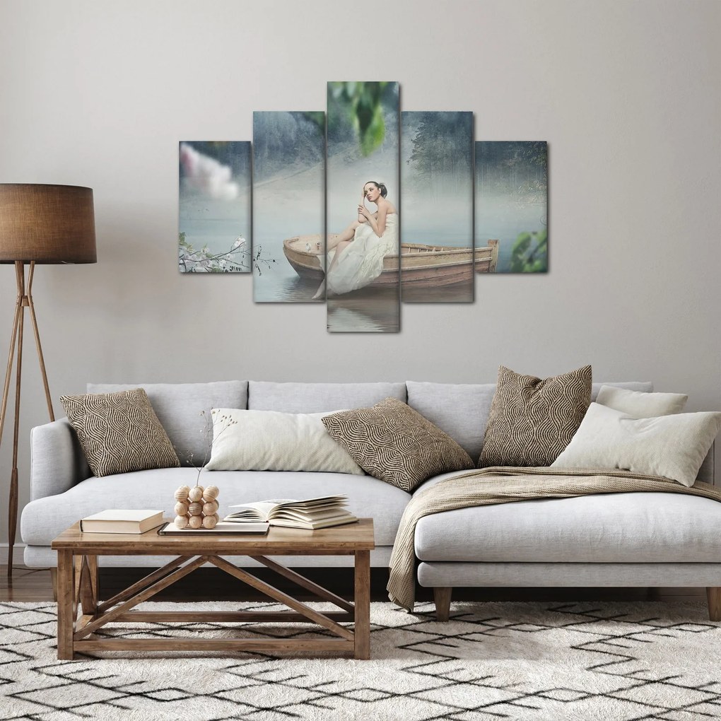 Obraz - Žena na loďke (150x105 cm)
