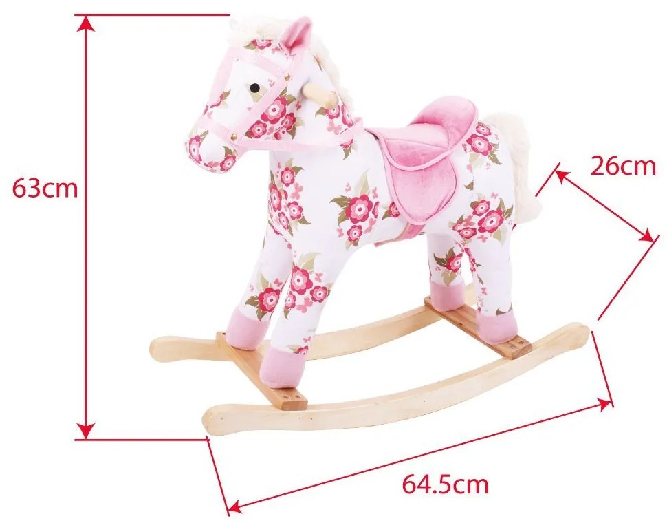 Bigjigs Toys Drevený hojdací kôň s kvetmi