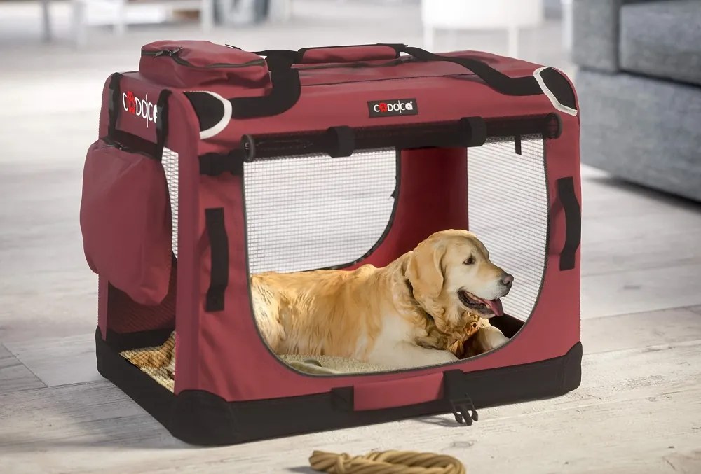 Prepravná taška pre psy a mačky ELI, 60x42x42cm, tmavočervená Cadoca