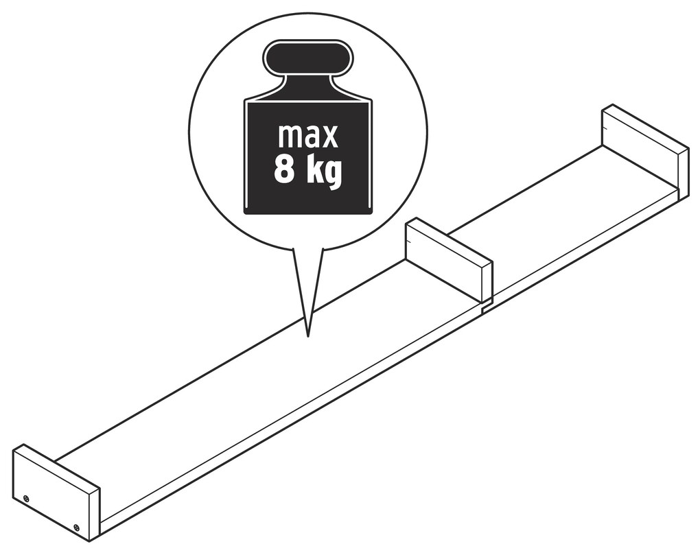 Nástenná polička, cca 120 cm