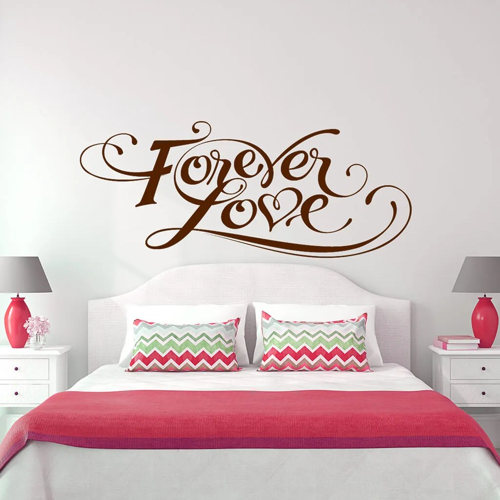 Veselá Stena Samolepka Forever love Farba: oranžová, Veľkosť: 60 x 26 cm