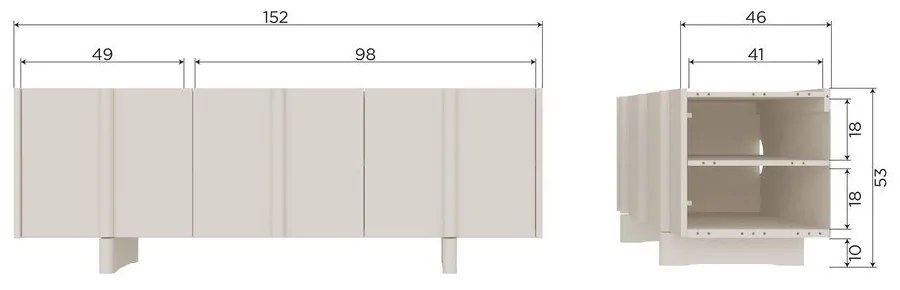 Svetlosivý TV stolík z borovicového dreva 152x53x46 cm Basu – WOOOD