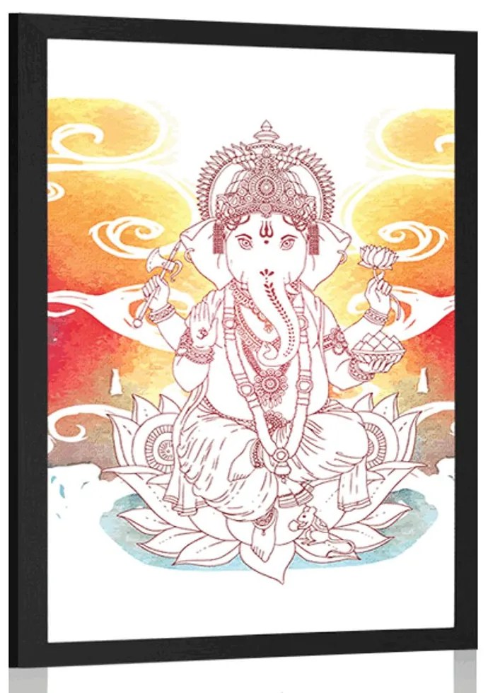 Plagát hinduistický Ganéša - 30x45 silver