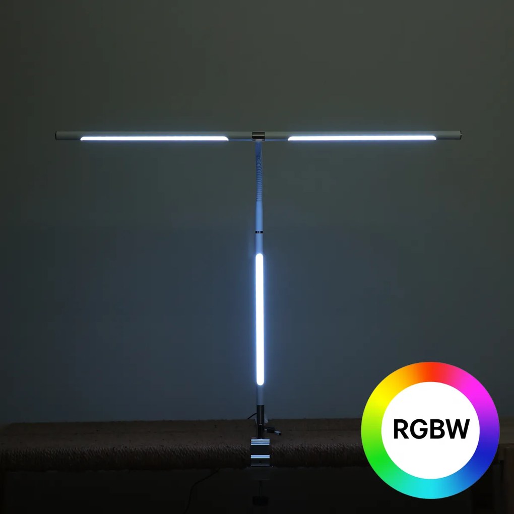 Stolná LED lampa NOX s RGBW efektmi, svorka, diaľkový ovládač