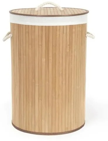 Compactor Bambusový kôš na bielizeň s vekom Compactor Bamboo - okrúhly, prírodný, 40 x 60 cm