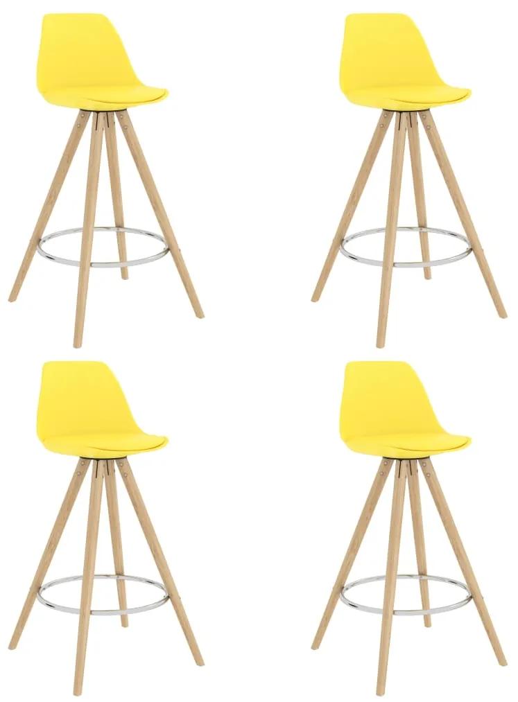 vidaXL Barové stoličky 4 ks žlté PP a masívne bukové drevo