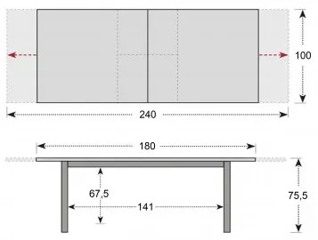 Doppler LIVORNO - záhradný rozkladací stôl 180/240 x 100 x 75,5 cm