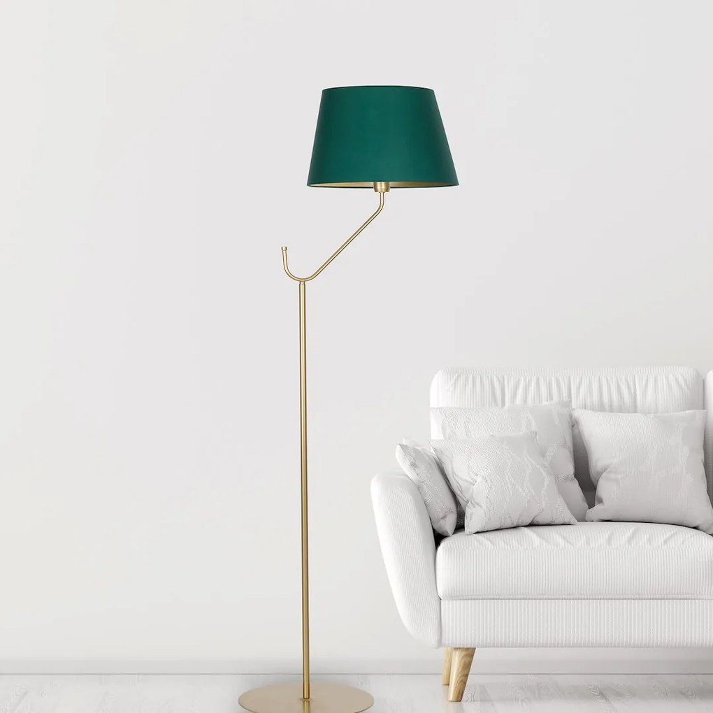EUlight Stojacia lampa Victoria, 1x zelené textilné tienidlo, gr/g