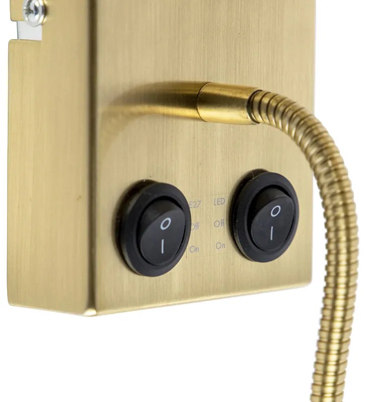 Art Deco nástenná lampa čierna s čiernym bavlneným tienidlom - Stacca