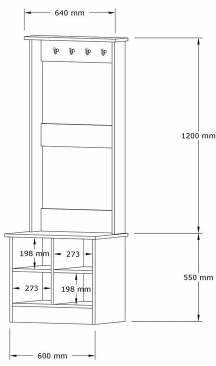 Vešiak s botníkom Mare White and Sapphire Oak